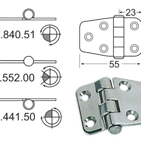 S.S hinge 55x37 mm
