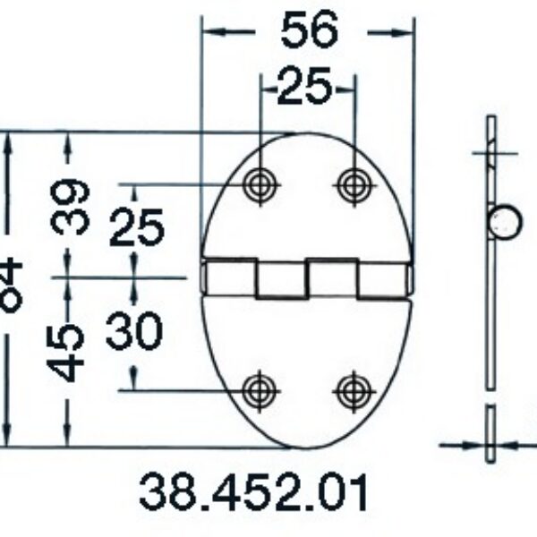 hinge 78x56mm 3mm screws