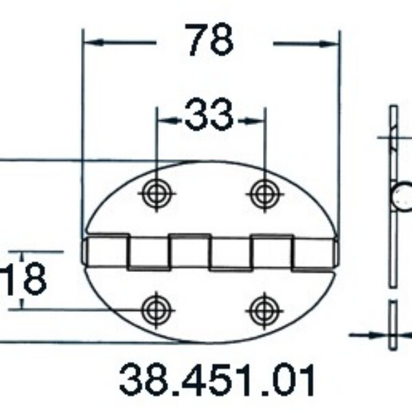 hinge 78x56mm 2mm screws