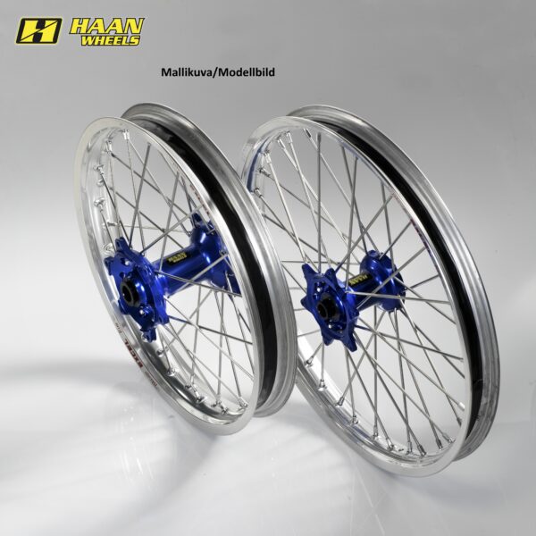 Haan wheel KTM/HVA EXC 24-.. rear 17-5,00 sil rim-blue hub, sil spokes, blue nip